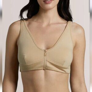 Slick Chicks Beige Wireless Zip Front Bra